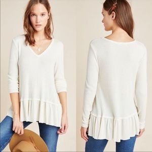 Anthropology Eri Ali Waffle Peplum Top